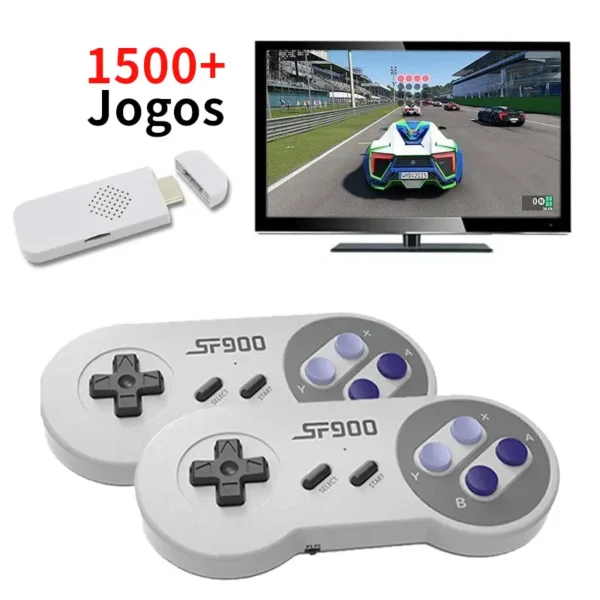 Super Nintendo Portátil HDMI com 2 Controles +1500 Jogos