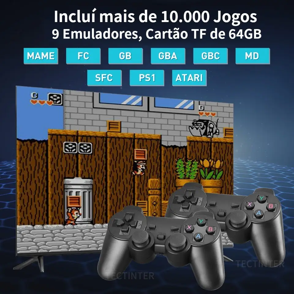 Vídeo Game HDMI Portátil Retro PS1/FC/GBA com 10.000 Jogos - ShopVT